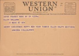 Telegram from Arminda Villa-Lobos to Ellen Ballon