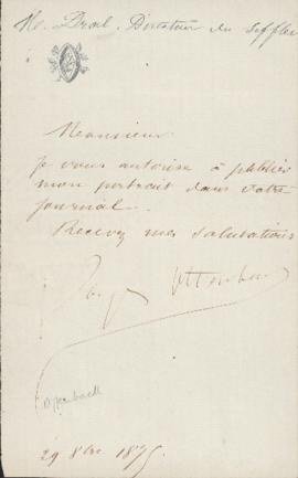 Letter from Jacques Offenbach