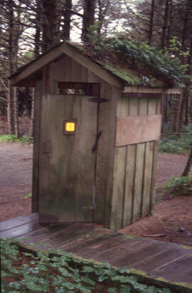 Photograph of outhouse facilities at a trailhead to the Tobeatic Wilderness Area, southwestern No...