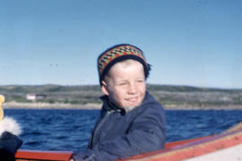 Photograph of Eric in a canoe in Fort Chimo, Quebec