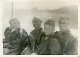 Photograph of Edith and Thomas Head Raddall with Johnnie and Hugh Kane aboard the tour boat Maid ...