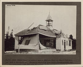 Photograph of the damage to the Tuft's Cove Schoolhouse after the Halifax Explosion