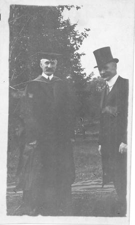 Photograph of A.S. MacKenzie and Mr. Campbell at the laying of the cornerstone for the science bu...