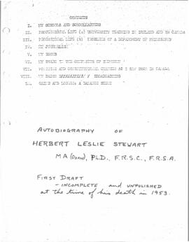 Autobiography of Herbert Leslie Stewart, MA (Oxon) PhD, FRSC, FRSA
