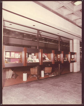 Photograph of display cases in the Killam Memorial Library