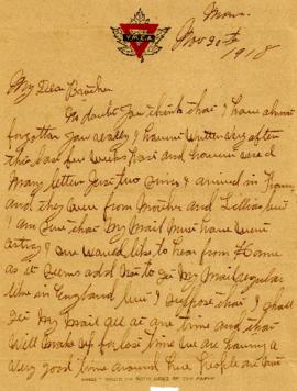 Letter from Weldon Morash to his brother Lloyd dated 20 November 1918