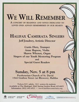 We will remember : a concert of readings and songs : [poster]