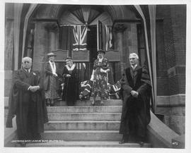 Photograph of the unveiling of plaques for Dalhousie's three first presidents