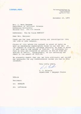 Correspondence between Elisabeth Mann Borgese and Pan Am