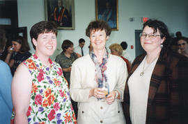 Photograph of Kelly Casey, Fran Nowakowski, and Joan Chiasson at Patricia Lutley's retirement party