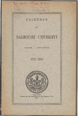 Calendar of Dalhousie University, Halifax, Nova Scotia : 1917-1918