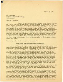 Correspondence between Thomas Head Raddall and the Shelburne Historical Society