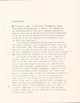 Untitled report by Elisabeth Mann Borgese, regarding the signing of UNCLoS (United Nations Conven...