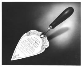 Photograph of the trowel used by Lady Dunn to lay the cornerstone of the Sir James Dunn Science B...