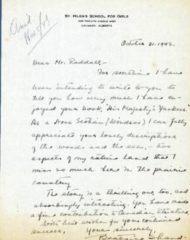 Correspondence between Thomas Head Raddall and Beatrice Shand