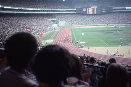 Photograph of the start of a marathon taken from the stands