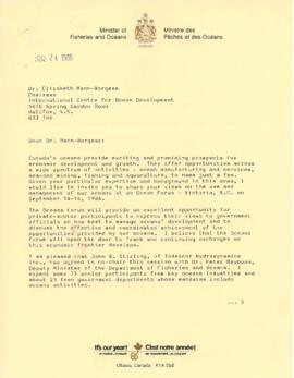 Correspondence between Elisabeth Mann Borgese and the Hon. Thomas Siddon