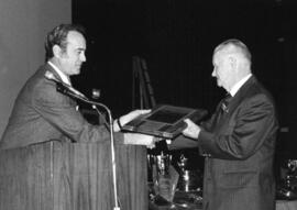 Photograph of Leigh Miller and Dr. W. A. MacKay : Dalhousie Award presentation