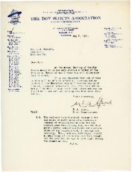 Correspondence between Thomas Head Raddall and the Boy Scouts Association (Nova Scotia)