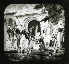 Photograph of an illustration of the Acadian expulsion