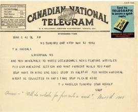 Correspondence between Thomas Head Raddall and the Toronto Star Weekly
