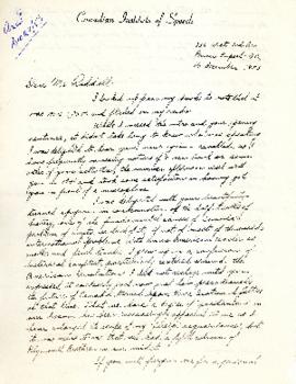 Correspondence between Thomas Head Raddall and William C. Hankinson