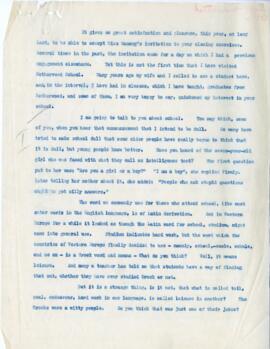 Manuscript copy of a closing exercises address at Netherwood School for Girls