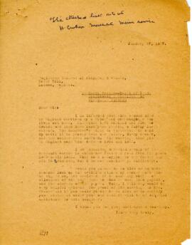 Correspondence from Registrar General of Shipping to Roy Laurence, January 27, 1937