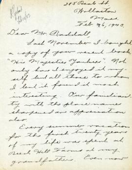 Correspondence between Thomas Head Raddall and Marion M. Payzant