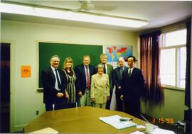 Photograph of Elisabeth Mann Borgese and others at the International Ocean Institute (IOI)-Halifax