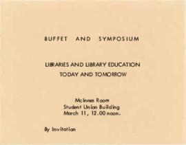 Invitation to the symposium and buffet "Libraries and Library education today and tomorrow" held ...
