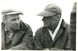 Photograph of Thomas Head Raddall and S. Kip Farrington on a tuna fishing trip