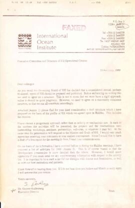 Correspondence between Elisabeth Mann Borgese and International Ocean Institute (IOI) Headquarter...