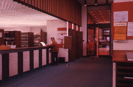 Photograph of the W.K. Kellogg Library Circulation Desk