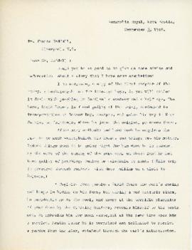 Correspondence between Thomas Head Raddall and Ruth C. Baxter