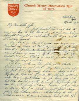 Letter from Captain Graham Roome to Annie Belle Hollett sent from Blackdown, Surrey