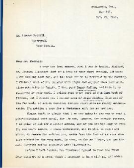 Correspondence between Thomas Head Raddall and Kathleen Earle