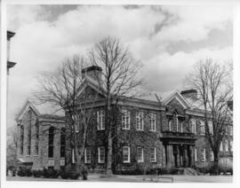 Photograph and a photographic negative of the MacDonald Science Library exterior