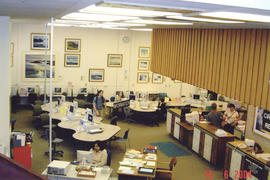 Photograph of the W.K. Kellogg Library Circulation and Information Desks