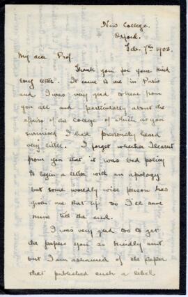 Correspondence from Gilbert Sutherland Stairs to Archibald MacMechan, February 7, 1905