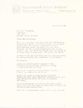 Correspondence between Elisabeth Mann Borgese and Horst Grunenberg