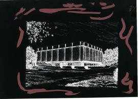Negative of a drawing of the exterior of the Killam Memorial Library
