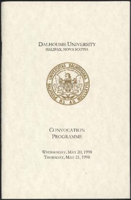 Dalhousie University Convocation Programme, Wednesday, May 20, 1998 and Thursday, May 21, 1998