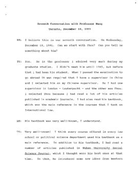 Transcript of Ronald St. John Macdonald's Seventh Conversation with Professor Wang Tieya