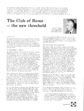 The Club of Rome : the new threshold