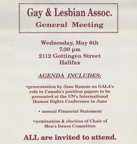 Gay and Lesbian Assoc. general meeting : [poster]