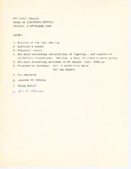 Agenda and minutes from a Board of Directors meeting held on September 6, 1983