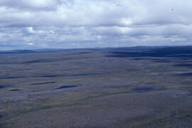 Aerial photograph of the flat tundra of the upland plateau near Voisey's Bay, Newfoundland and La...