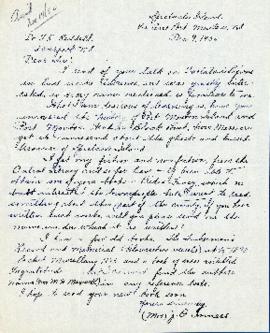 Correspondence between Thomas Head Raddall and Mrs. J. O. Inness