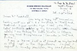 Correspondence between Thomas Head Raddall and Phoebe E. MacKellar